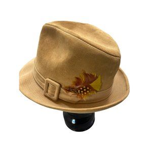 Dobbs Men’s Suede Feathers Band Fedora Beige